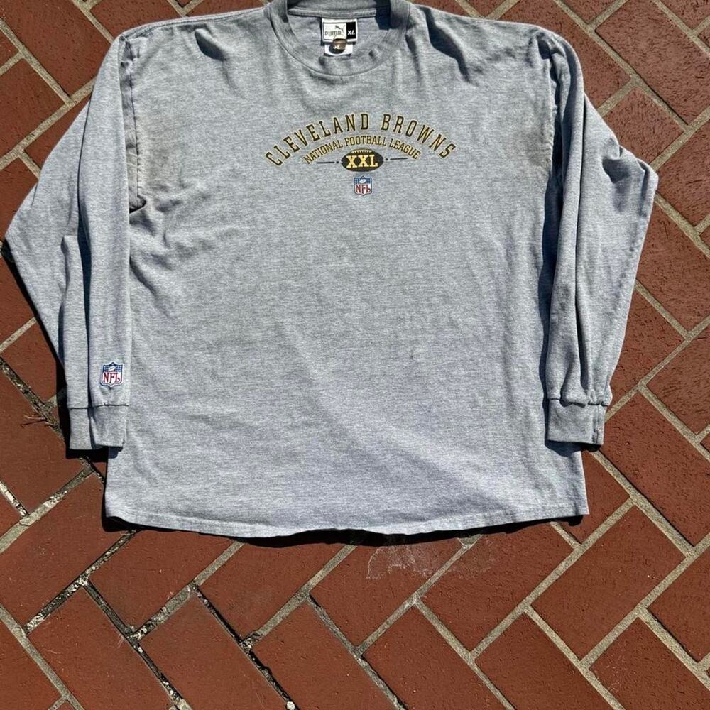 Vintage Y2K Cleveland Browns Puma grey long sleeve graphic t shirt